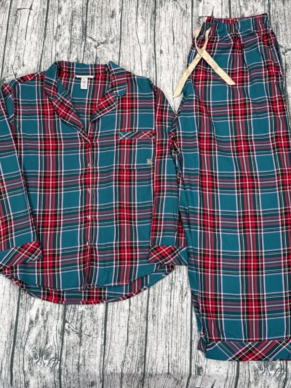 Victoria's Secret Pajama Set Women's XL Plaid Flannel Cotton Modal